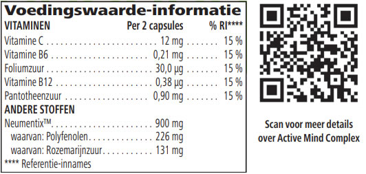Herbalife Active Mind complex voedingswaarde